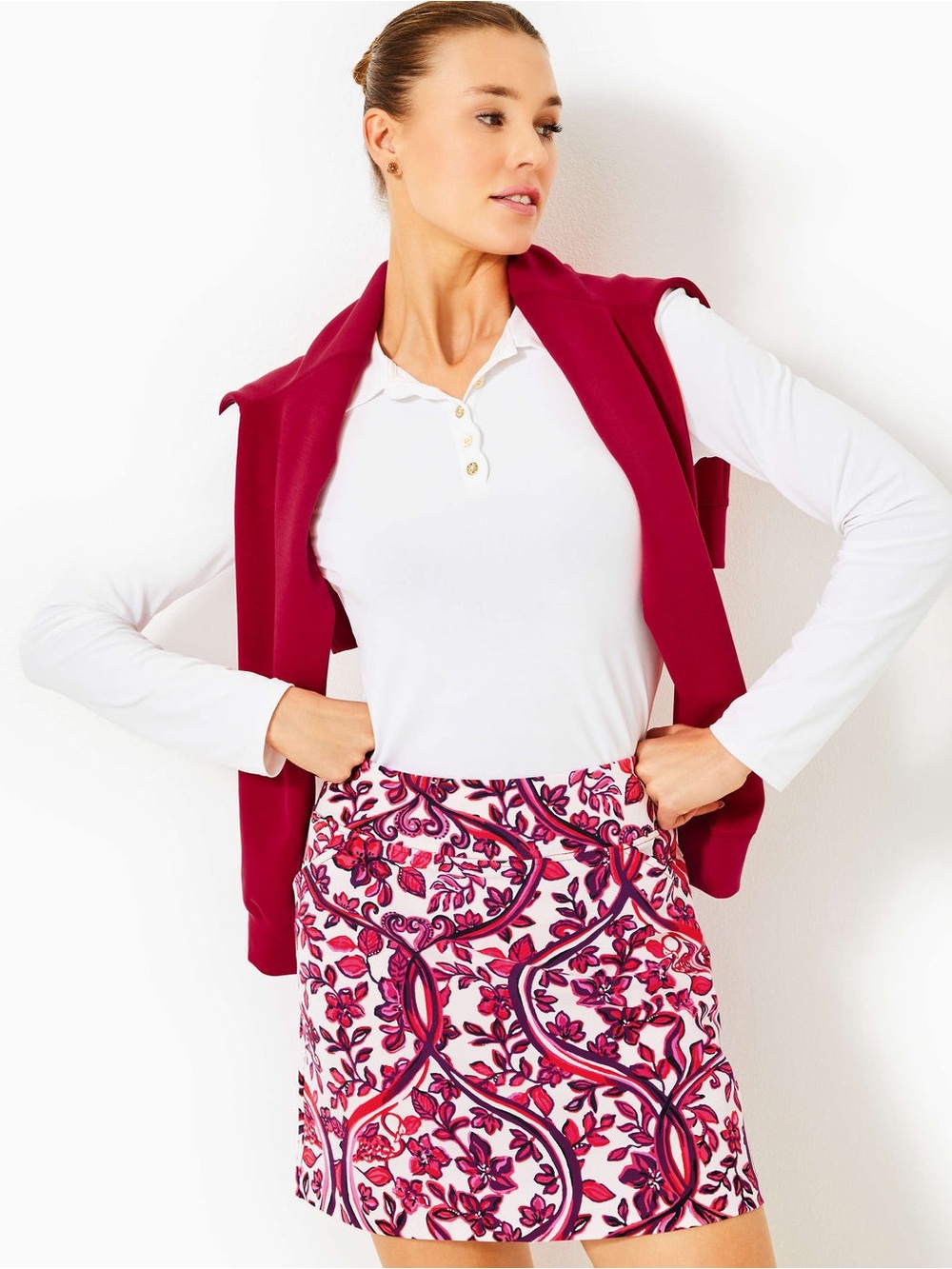 UPF 50+ Luxletic 17" Monica Skort - Coconut Slice Of Paradise Golf, 2 - Picture 3 of 5